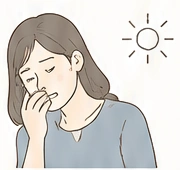 朝の疲れを感じる女性のイラスト